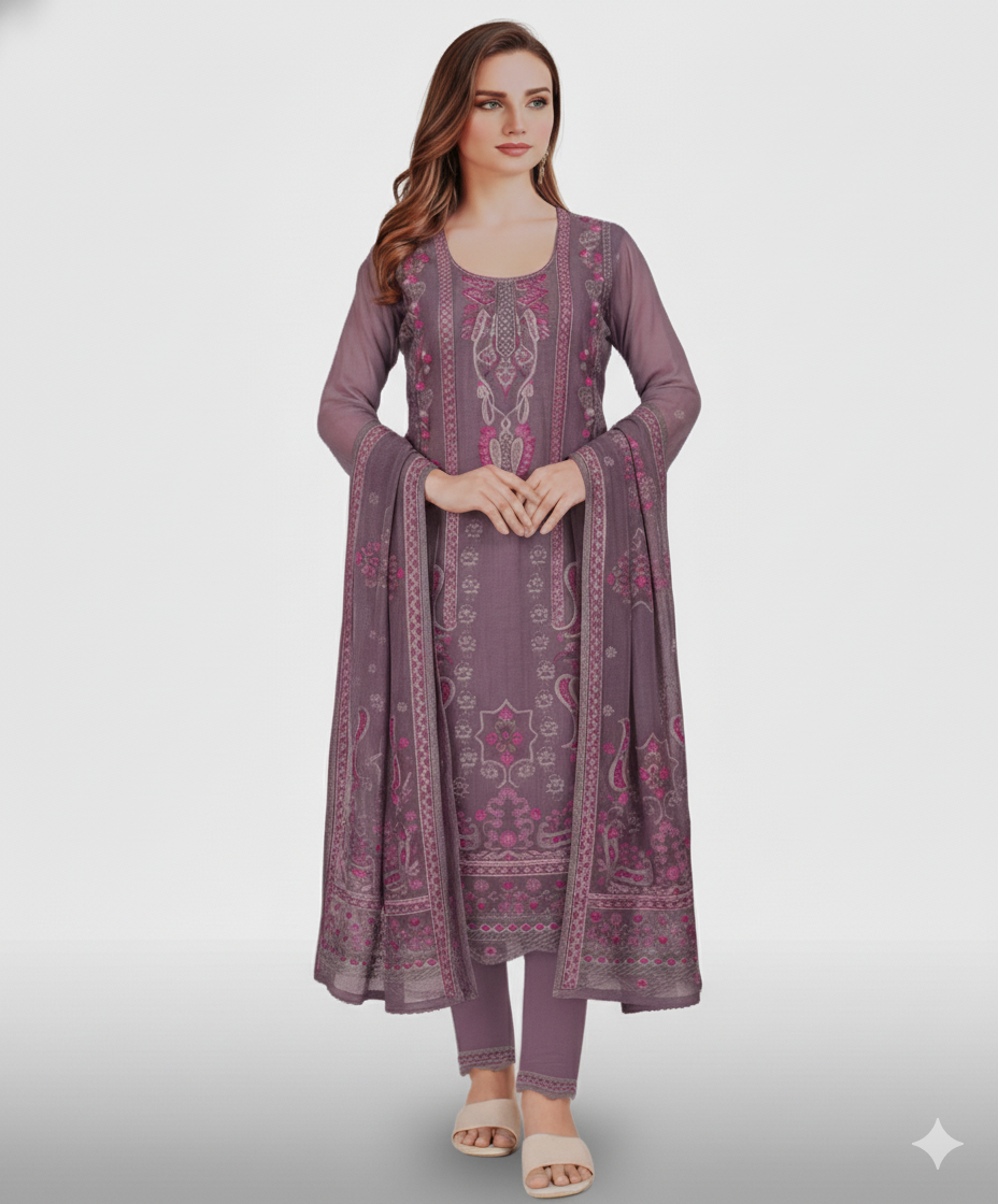 Dusty Mauve & Pink Traditional Print Ensemble